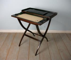 Mahogany Military Campaign Folding Desk and Games Table